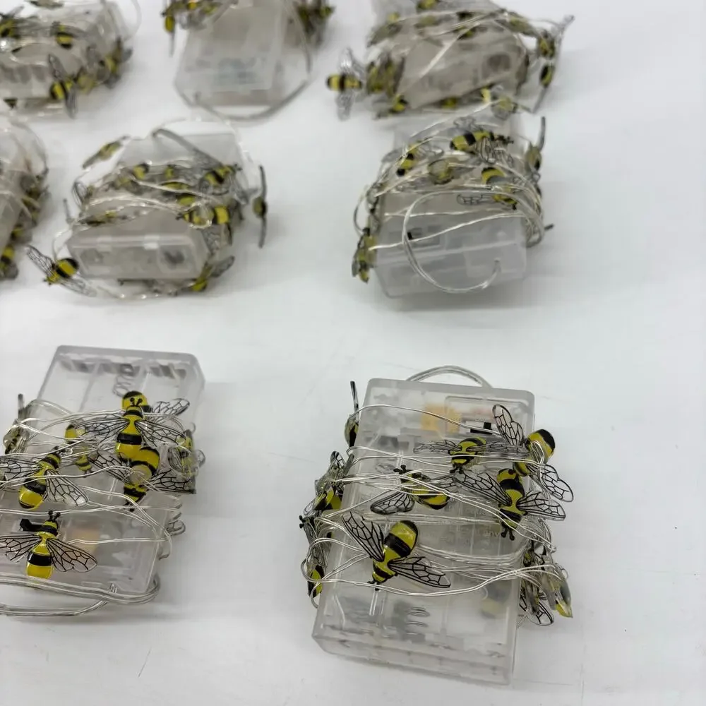 Mainstays Honey Bee Lot of 12 Yellow String Light Battery Operated